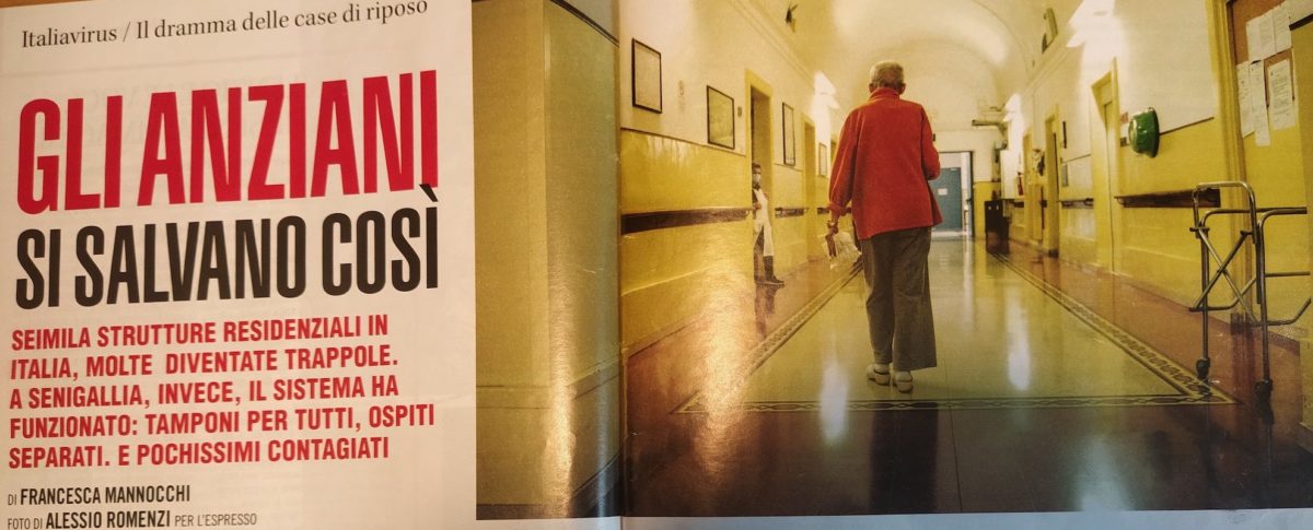 Gli anziani si salvano così: è il titolo dell'articolo che Francesca Mannocchi ha dedicato alla RSA di Senigallia, aprile 2020